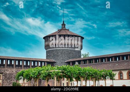 Il magnifico Castello Sforzesco , Castello Sforzesco di Milano Foto Stock