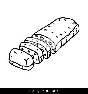 Icona pane ciabatta. Doodle disegnata a mano o stile icona contorno Illustrazione Vettoriale