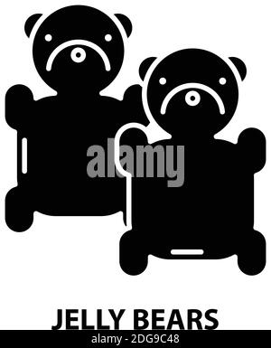 jelly bears icona, segno vettoriale nero con tratti modificabili, concetto di illustrazione Illustrazione Vettoriale