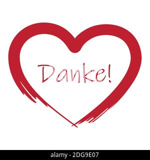 cuore rosso con testo tedesco grazie isolato su bianco Illustrazione vettoriale EPS10 Illustrazione Vettoriale