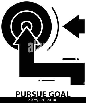 perseguire l'icona obiettivo, segno vettoriale nero con tratti modificabili, concetto di illustrazione Illustrazione Vettoriale
