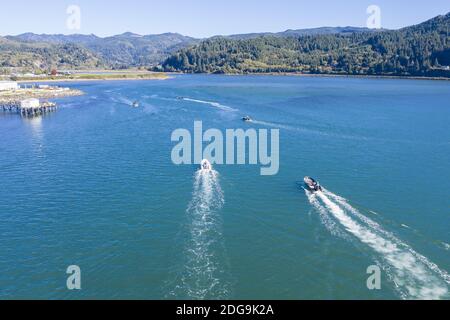 Vista panoramica DI UN porticciolo sulla Pacific Coast Highway Foto Stock