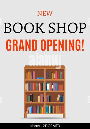 Nuovo Book Shop Grand Opening background. Illustrazione Foto Stock