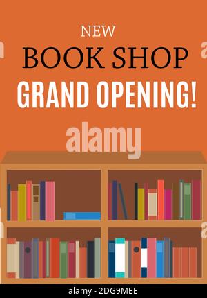 Nuovo Book Shop Grand Opening background. Illustrazione Foto Stock