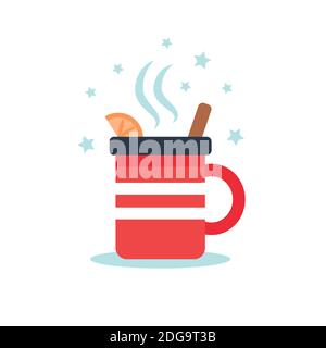 Tazza di vino mulled, isolata su whiteCute illustrazione vettoriale in stile piatto Illustrazione Vettoriale