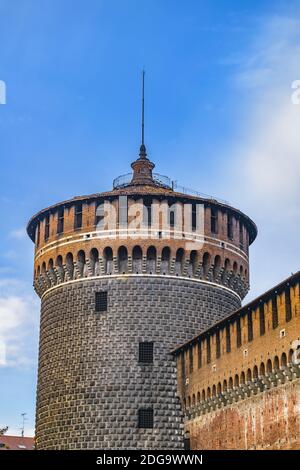 Castello Sforzesco esterno, Milano, Italia Foto Stock