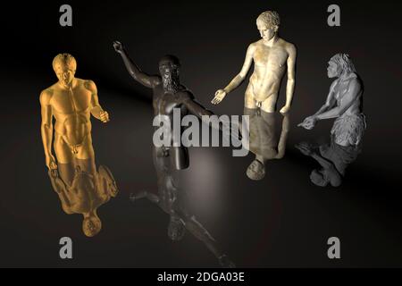 CGI-Visualizierung: Zius mit Goettern bzw. Aniken Statuen: Schoepfung, Creation (nur fuer redaktionelle Verwendung. Keine Werbung. Referenzdatenbank: Foto Stock