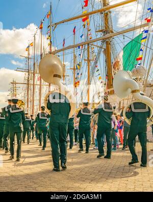 Naval Military Band Parade, Montevideo, Uruguay Foto Stock