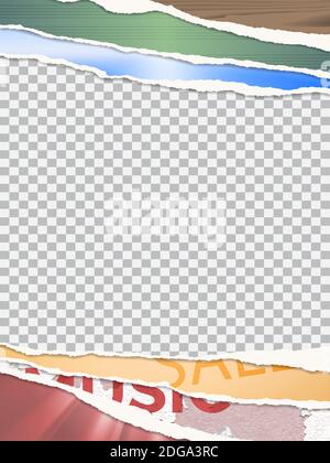 Poster mock up con il vecchio colorata carta strappata confine Illustrazione Vettoriale