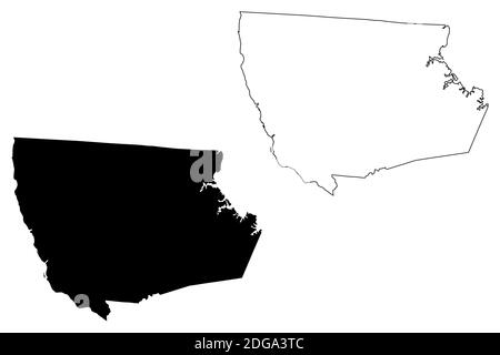 Fairfield County, stato della Carolina del Sud (Stati Uniti, Stati Uniti d'America, Stati Uniti, Stati Uniti, Stati Uniti), illustrazione vettoriale mappa, schizzo di schizzo Fairfield ma Illustrazione Vettoriale