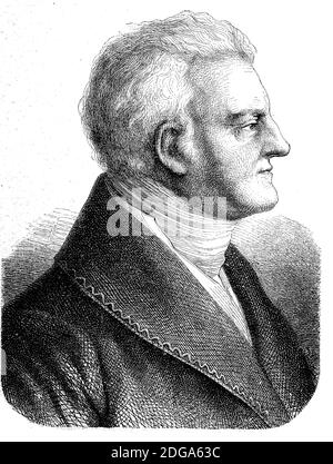 Carl agosto di Sassonia-Weimar-Eisenach, anche Karl, 3 settembre 1757 - 14 giugno 1828, un principe tedesco, Duca dal 1758 e Granduca di Sassonia-Weimar-Eisenach dal 1815 / Carl August von Sachsen-Weimar-Eisenach, auch Karl, 3. Settembre 1757 - 14. Juni 1828, ein deutscher Fürst, ab 1758 Herzog und ab 1815 Großherzog von Sachsen-Weimar-Eisenach, Historisch, storico, digitale riproduzione migliorata di un originale del 19 ° secolo / digitale Reproduktion einer Originalvollage aus dem 19. Jahrhundert Foto Stock