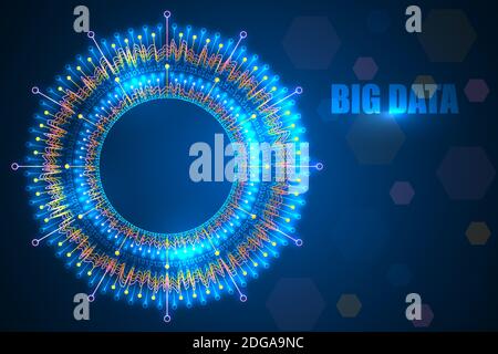 Background astratto della tecnologia di visualizzazione dei big data. Illustrazione Vettoriale