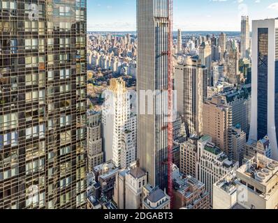 Vista aerea della 111 West 57th Street e dell'area circostante, NY, NY Foto Stock