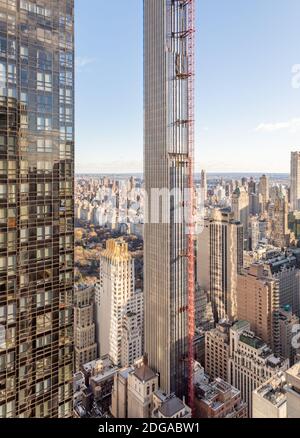 Vista aerea della 111 West 57th Street e dell'area circostante, NY, NY Foto Stock