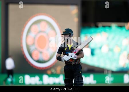 Sydney, Australia. 8 dicembre 2020. Matthew Wade of Australia sta per piangere durante la terza partita della Dettol ODI T20I Series tra Australia e India al Sydney Cricket Ground, Sydney, Australia, l'8 dicembre 2020. Foto di Peter Dovgan. Solo per uso editoriale, è richiesta una licenza per uso commerciale. Nessun utilizzo nelle scommesse, nei giochi o nelle pubblicazioni di un singolo club/campionato/giocatore. Credit: UK Sports Pics Ltd/Alamy Live News Foto Stock