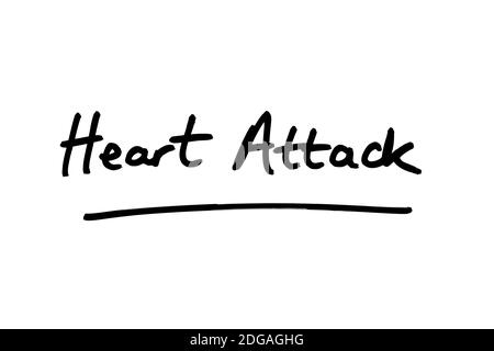Attacco di cuore scritto a mano su uno sfondo bianco. Foto Stock