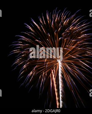 Fuochi d'artificio colorati presi il 4 luglio Foto Stock