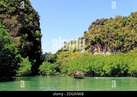 Crociera nella laguna di Koh Hong nel Mare delle Andamane e Parco Tharn Bok Khorani nella Provincia di Krabi - Thailandia - 28 gennaio 2020 Foto Stock