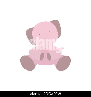 Il bambino elefante si siede sulle sue gambe posteriori e sorride. Vettore Illustrazione Vettoriale