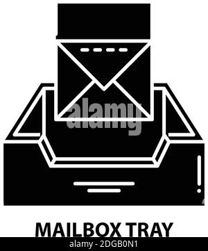icona nella barra delle applicazioni della mailbox, segno vettoriale nero con tratti modificabili, illustrazione del concetto Illustrazione Vettoriale