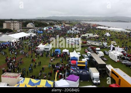 Spettacolo aereo Scottish International, 03 settembre 2016. Low Green Ayr, Ayrshire, Scozia, Regno Unito; fotografie di alto livello di showground dall'alto durante la pioggia. Foto Stock