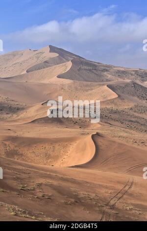 Megadunes si affaccia sul lago Sumu Brun Jaran E.Shore-Badain Jaran deserto-interno Mongolia-Cina-1163 Foto Stock