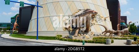 Le sculture dei dinosauri al Children's Museum di Indianapolis, Indianapolis, Marion County, Indiana, USA Foto Stock