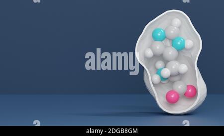 Molecola aminoacidica di istidina (l-istidina, His, H). Rendering 3D. Gli atomi sono rappresentati come sfere con codifica a colori convenzionale: Idrogeno (bianco), Foto Stock