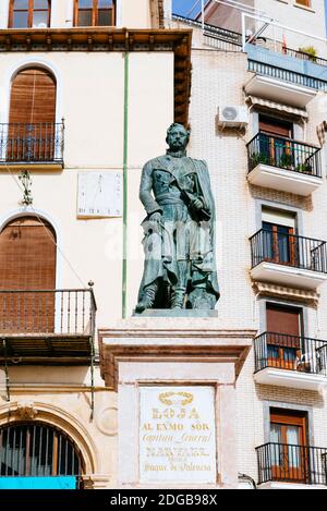 Monumento tributo a Narváez, nato a Loja. Ramón María Narváez y Campos, i duca di Valencia, fu un generale e statista spagnolo, primo minis Foto Stock