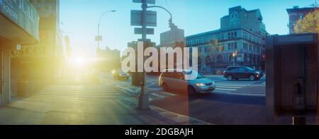 Delancey Street all'alba, Lower East Side, Manhattan, New York City, New York state, USA Foto Stock