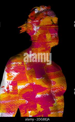 Un ritratto combinato con la grafica digitale Foto Stock