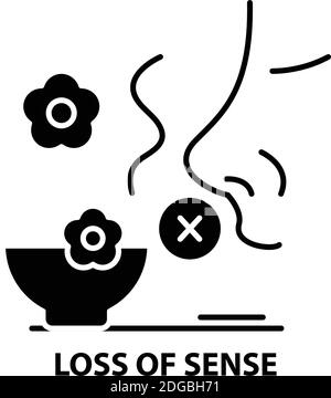 icona perdita di senso, segno vettoriale nero con tratti modificabili, illustrazione concettuale Illustrazione Vettoriale