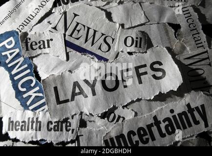 Titoli delle notizie di licenziamenti Foto Stock