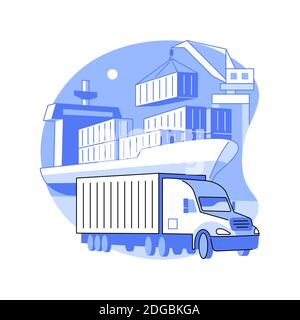 Illustrazione vettoriale del concetto astratto di trasporto dei contenitori. Illustrazione Vettoriale