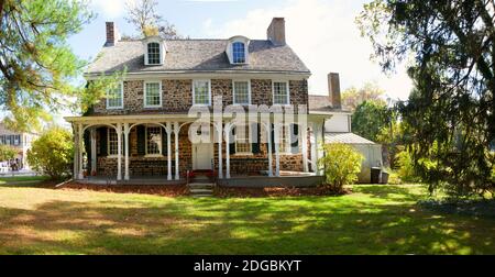 Facciata della Parry Mansion costruita nel 1784 da Benjamin Parry, New Hope, Bucks County, Pennsylvania, USA Foto Stock