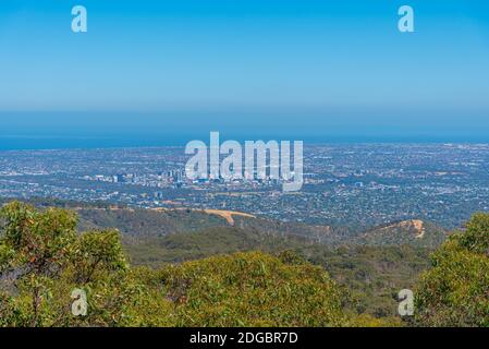 Vista aerea di Adelaide dal Monte Lofty, Australia Foto Stock