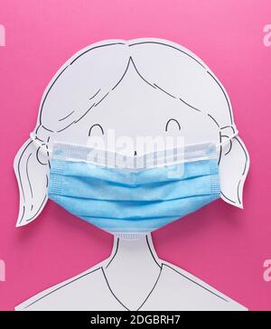 Ragazza concettuale che indossa una maschera facciale Foto Stock