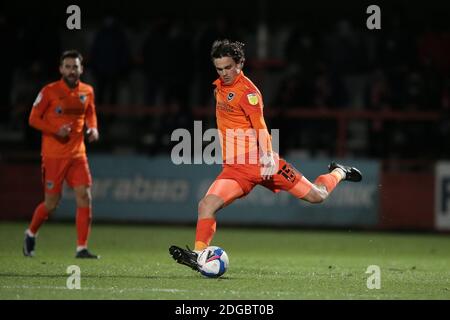 Cheltenham, Regno Unito. 8 dicembre 2020. Rasmus Nicolaisen di Portsmouth durante la partita EFL Trophy tra Cheltenham Town e Portsmouth al Jonny-Rocks Stadium di Cheltenham, Inghilterra, l'8 dicembre 2020. Foto di Dave Peters/prime Media Images. Credit: Prime Media Images/Alamy Live News Foto Stock