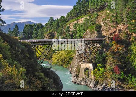 Traghetto Waiau Ponte sul Fiume Waiau, vicino a Hanmer Springs, regione di Canterbury, Isola del nord, Nuova Zelanda Foto Stock