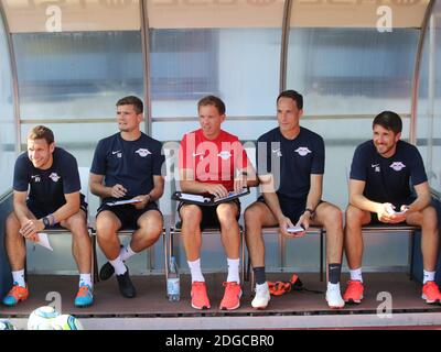 Capo Coach Julian Nagelsmann con coaching staff all RB Leipzig Foto Stock