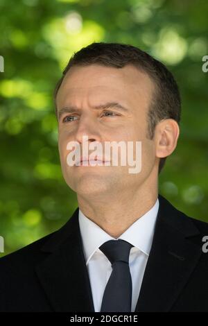 Il Presidente eletto Emmanuel Macron partecipa a una cerimonia per celebrare l'anniversario dell'abolizione della schiavitù mercoledì 10 maggio 2017 a Parigi. Foto IN PISCINA/Pierre Villard/ABACAPRESS.COM Foto Stock
