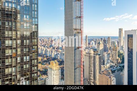 Immagine aerea di una sezione della 111 West 57th Street e dell'area circostante, New York Foto Stock