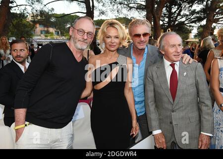 Liam Cunningham, Pamela Anderson, Eddie Irvine e Sir Jackie Stewart frequentano l'Amber Lounge Fashion Monaco 2017 al le Meridien Beach Plaza Hotel il 26 maggio 2017 a Monaco, Monaco. Foto di Laurent Zabulon/ABACAPRESS.COM Foto Stock