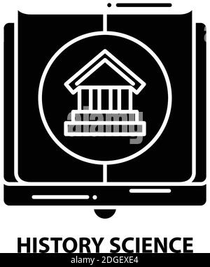 icona storia scienza, segno vettoriale nero con tratti modificabili, illustrazione concettuale Illustrazione Vettoriale