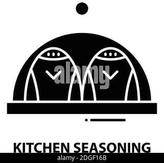 icona di stagionatura della cucina, segno vettoriale nero con tratti modificabili, illustrazione concettuale Illustrazione Vettoriale