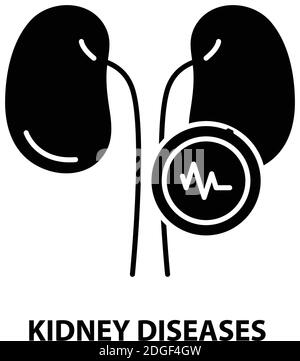 icona malattie renali, segno vettoriale nero con tratti modificabili, illustrazione concettuale Illustrazione Vettoriale
