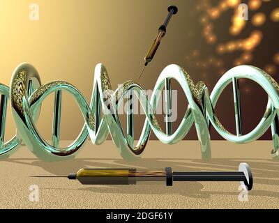 Simbolo del DNA su di esso isolato su sfondo bianco - 3d rendering Foto Stock