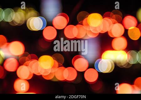 Bokeh astratto circolare di sfondo luce Natale Foto Stock