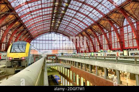 ANVERSA, BELGIO, settembre 2019: Livello superiore della stazione centrale di Anversa Foto Stock