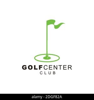 Il logo Golf Land progetta il simbolo della bandiera di concetto Illustrazione Vettoriale